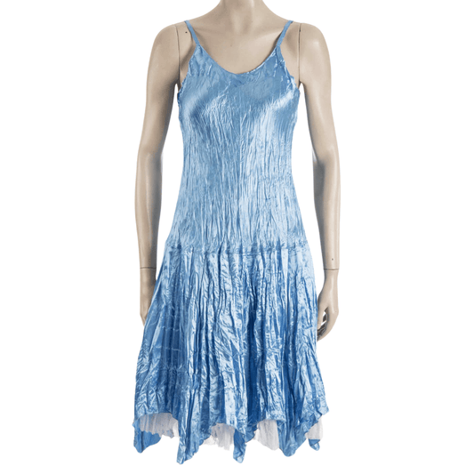 Metallic spaghetti strap dress with fairy hem - S
