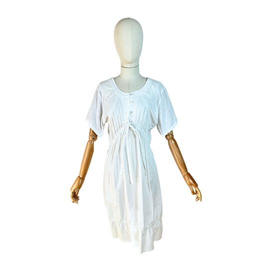 White vintage cotton midi dress - S
