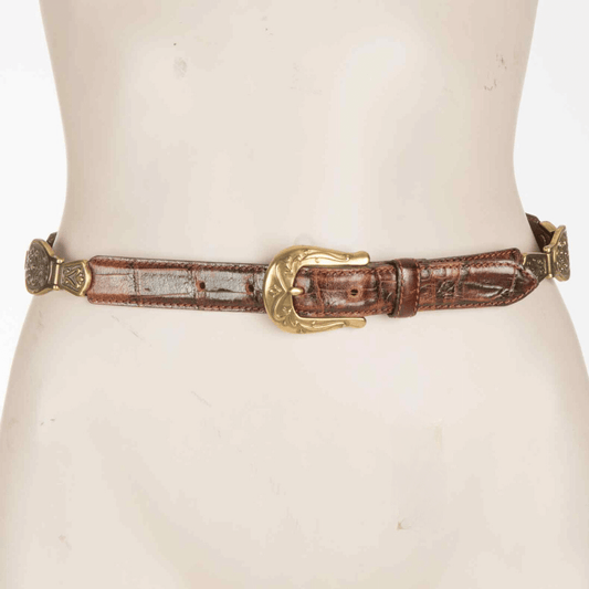 Fossil genuine leather belt with gold buckle - S
