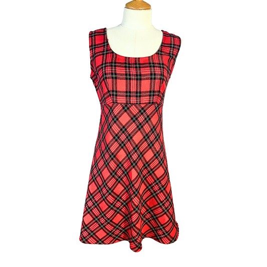 90s tartan mini dress - S