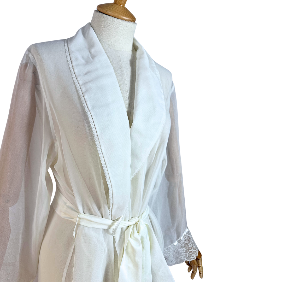 Cream 70s vintage sheer robe - M – vintageandthecity