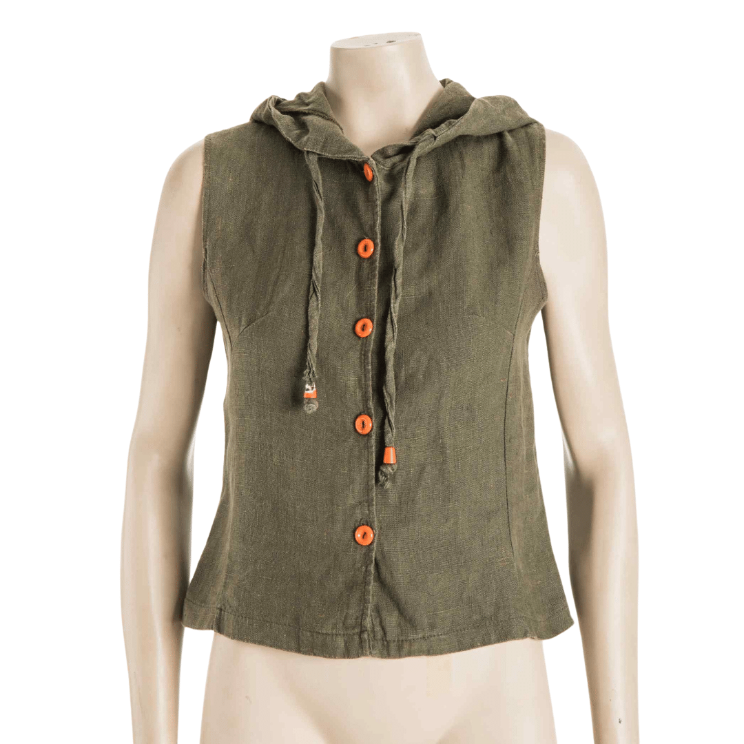 Sleeveless hooded cotton top - S