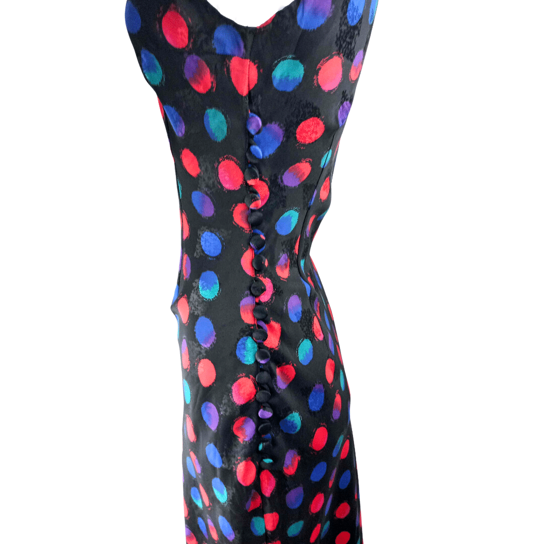 90s polka dot bias neckline maxi dress - S