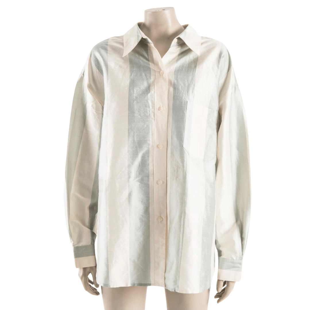 Stripe raw silk longsleeve shirt - M/L