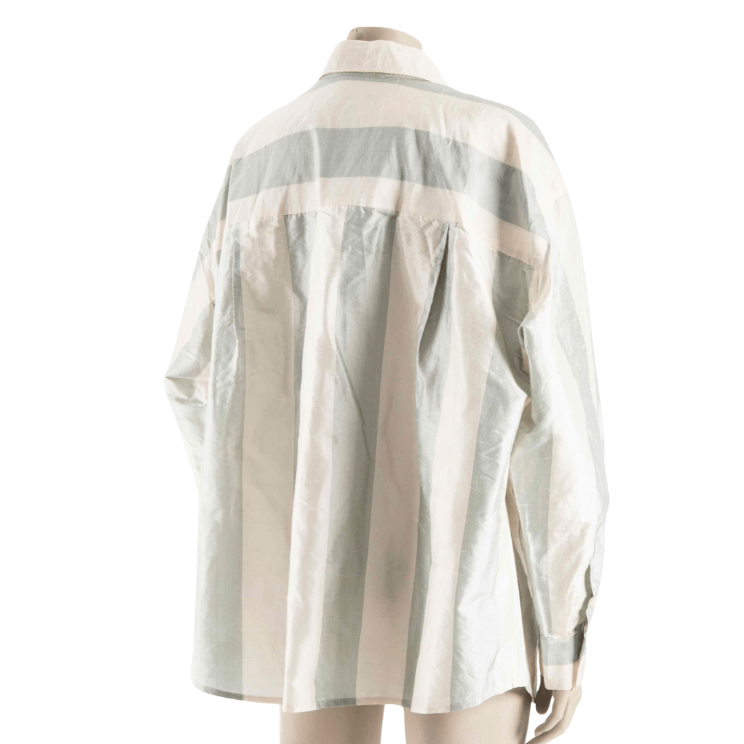Stripe raw silk longsleeve shirt - M/L
