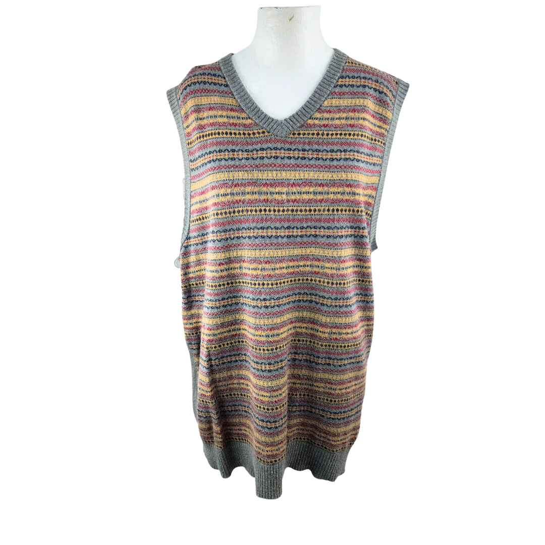 Vintage stripey knitted v-neck sleeveless jersey - XL