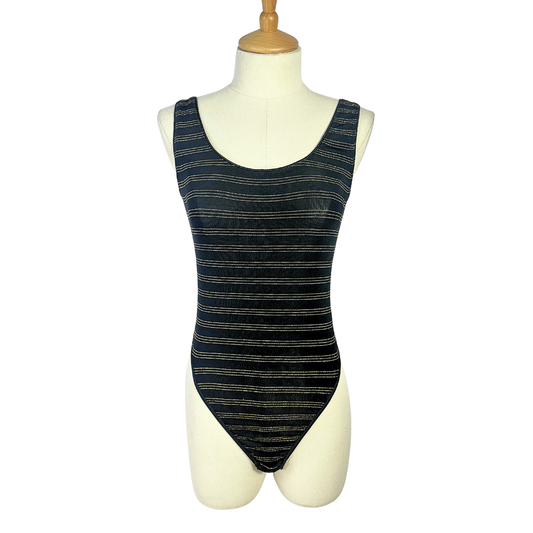 Black and gold striped bodysuit - M