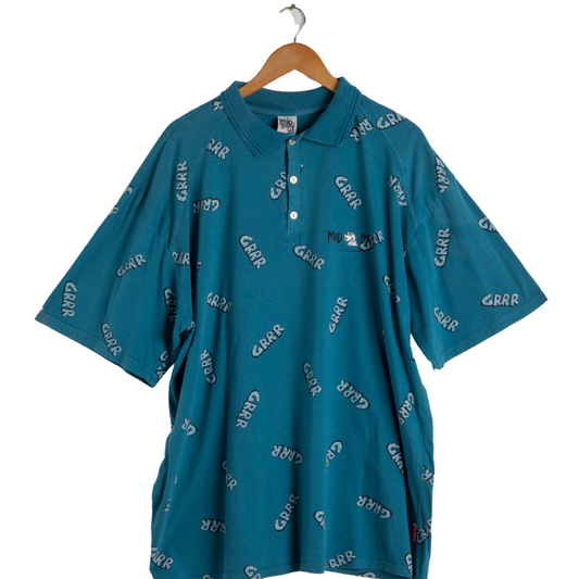 90s Mad Dogs printed polo shirt - L