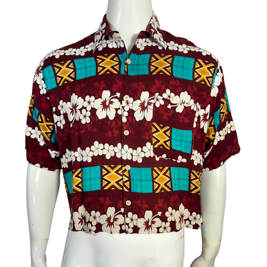 Flower motif cropped shirt - M
