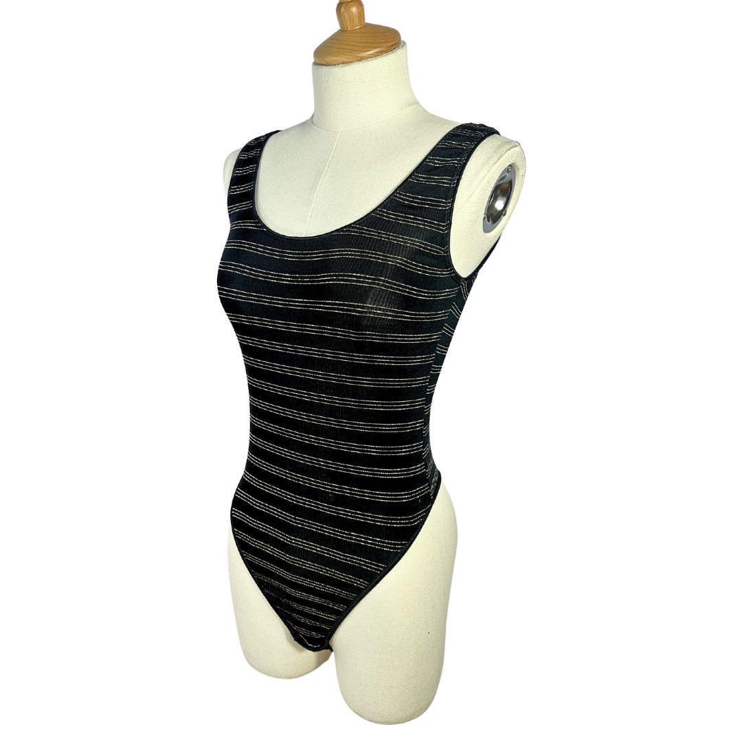 Black and gold striped bodysuit - M