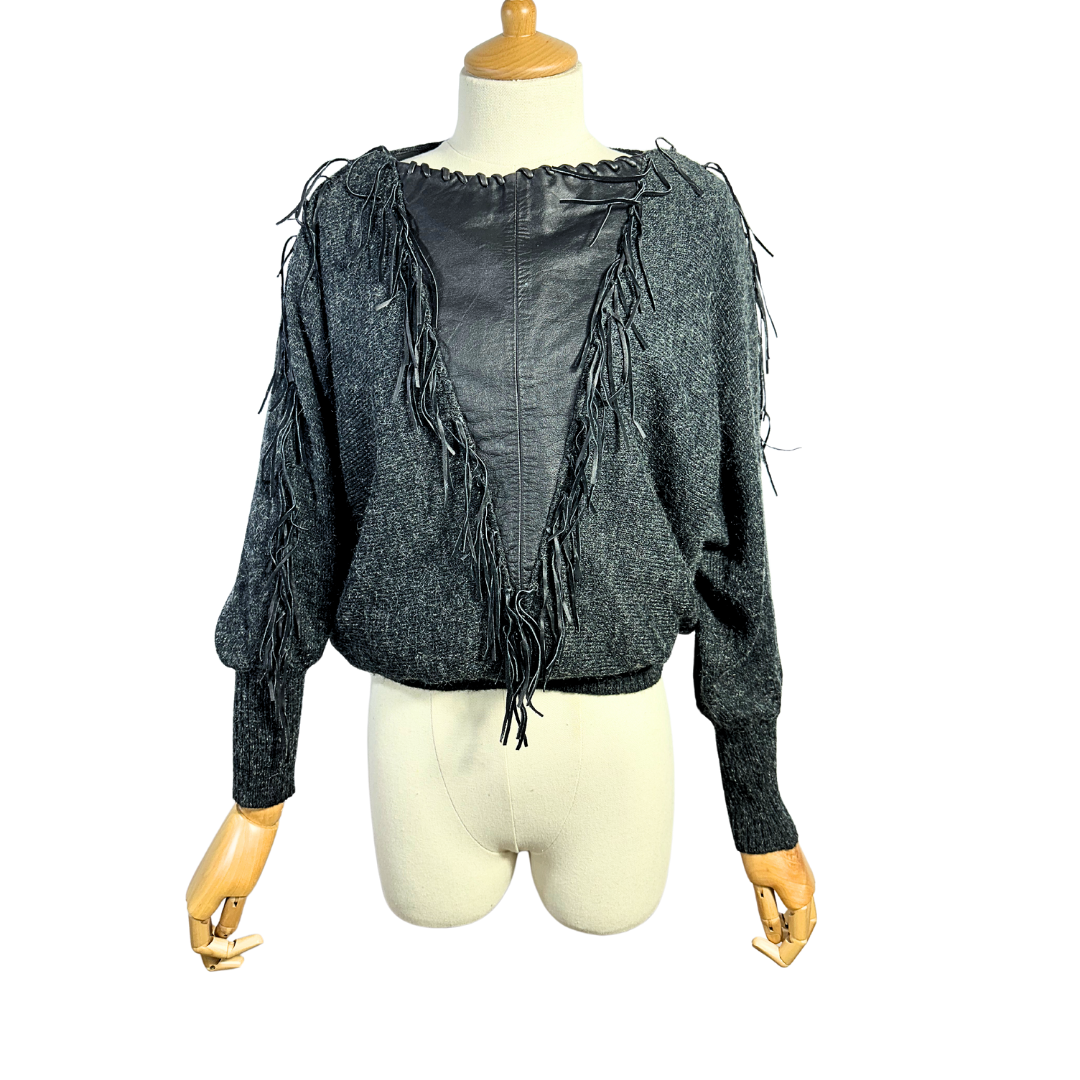 Vintage knit fringe jersey - M