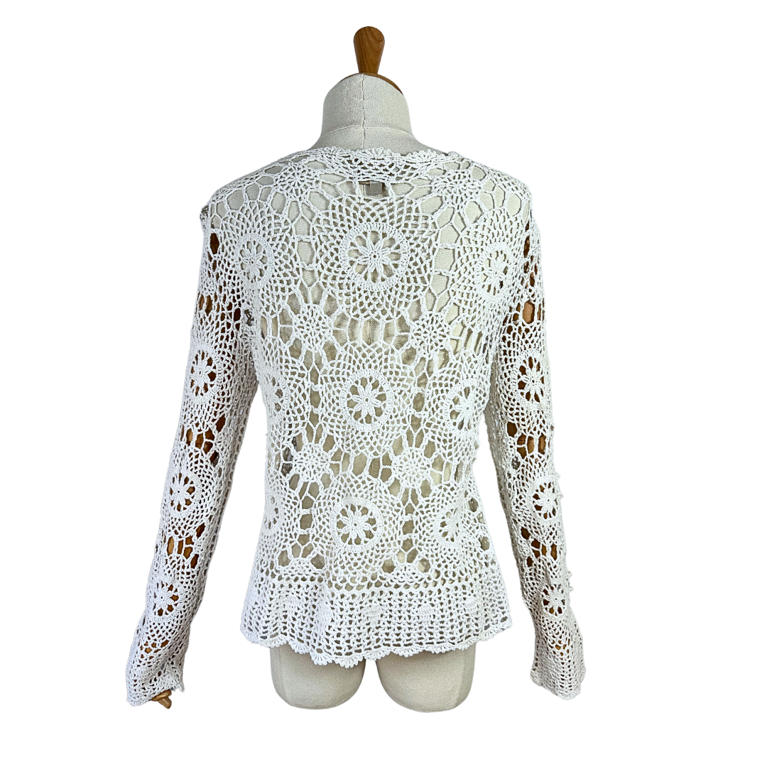 White boho crochet cardigan - S/M