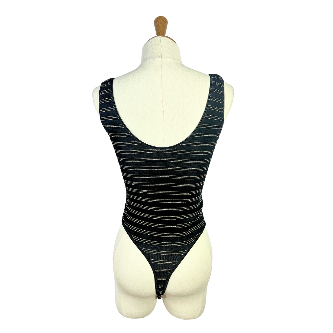 Black and gold striped bodysuit - M