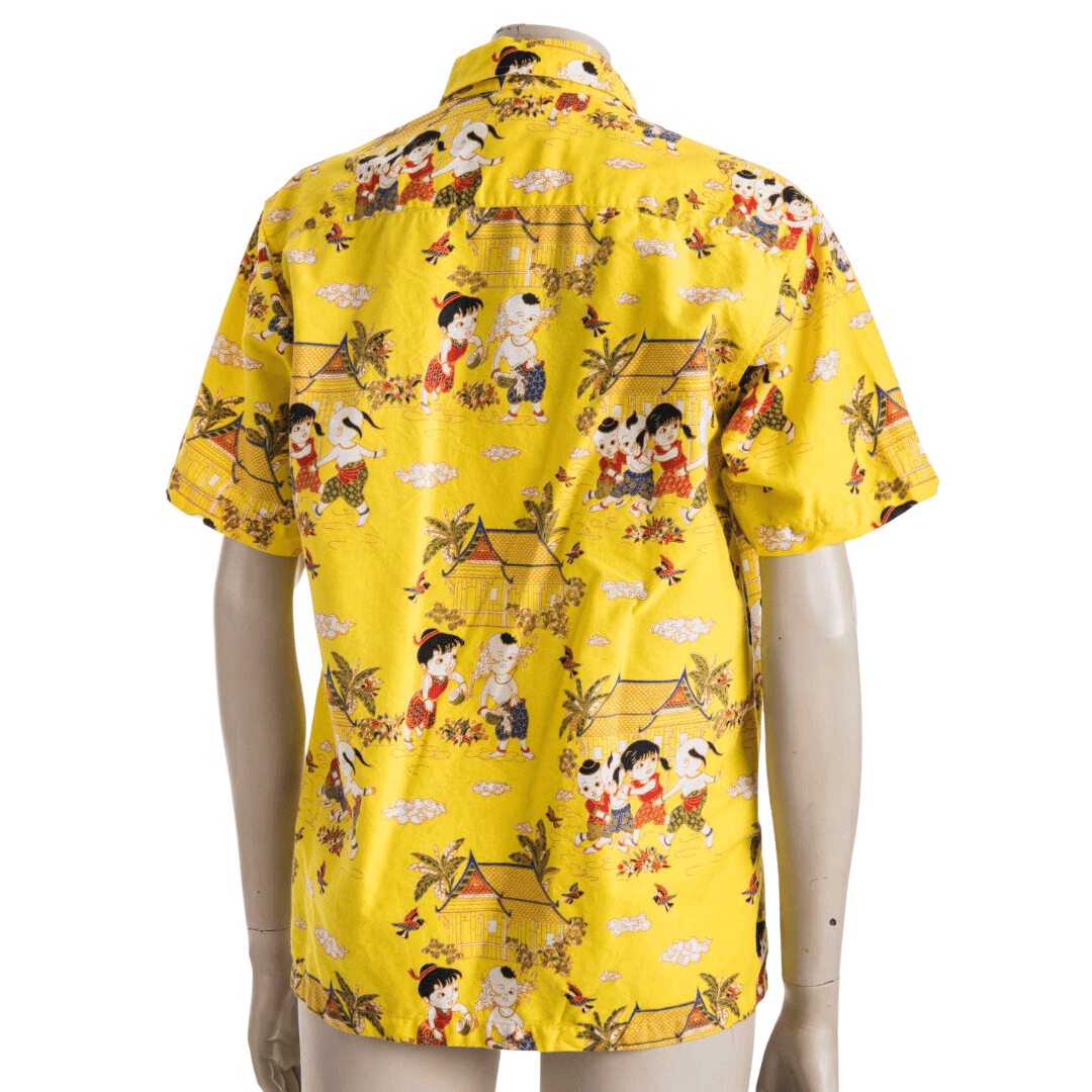 Oriental-print shortsleeve shirt - M