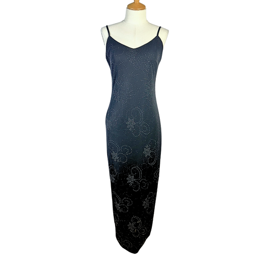 Black Y2K shimmery spaghetti strap maxi dress - S
