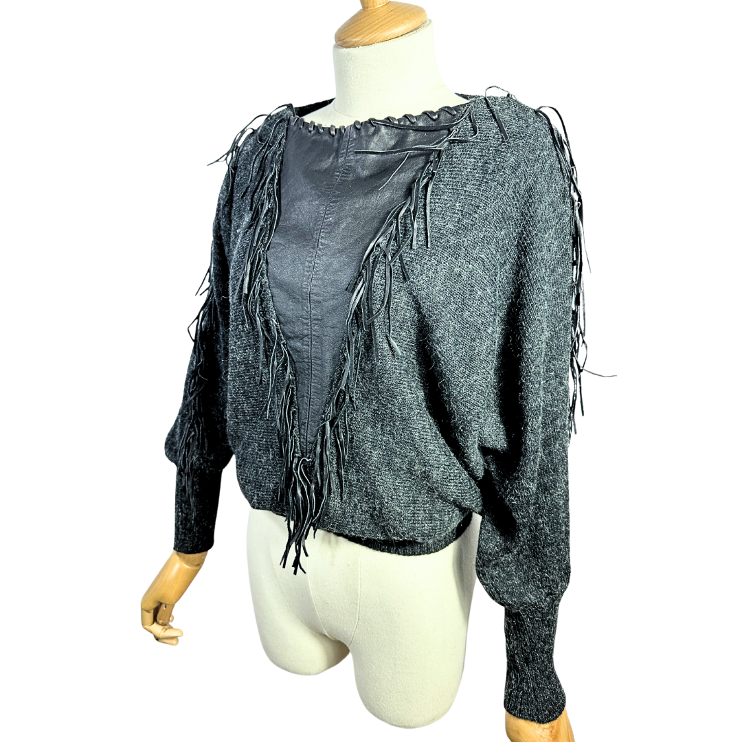 Vintage knit fringe jersey - M