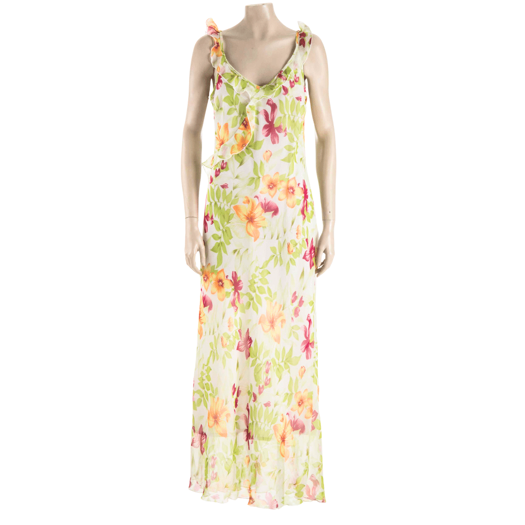 Floral sleeveless maxi dress - L