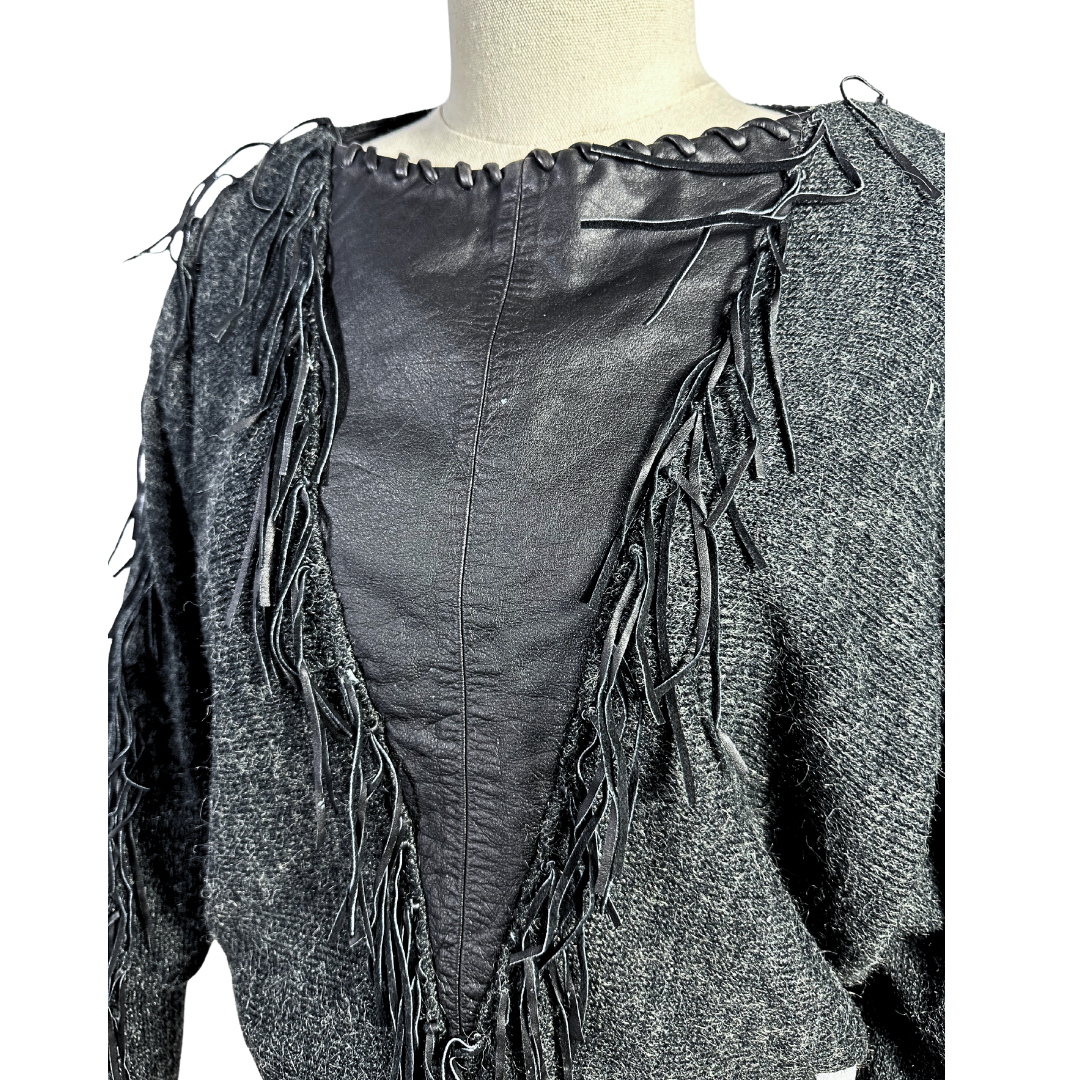 Vintage knit fringe jersey - M