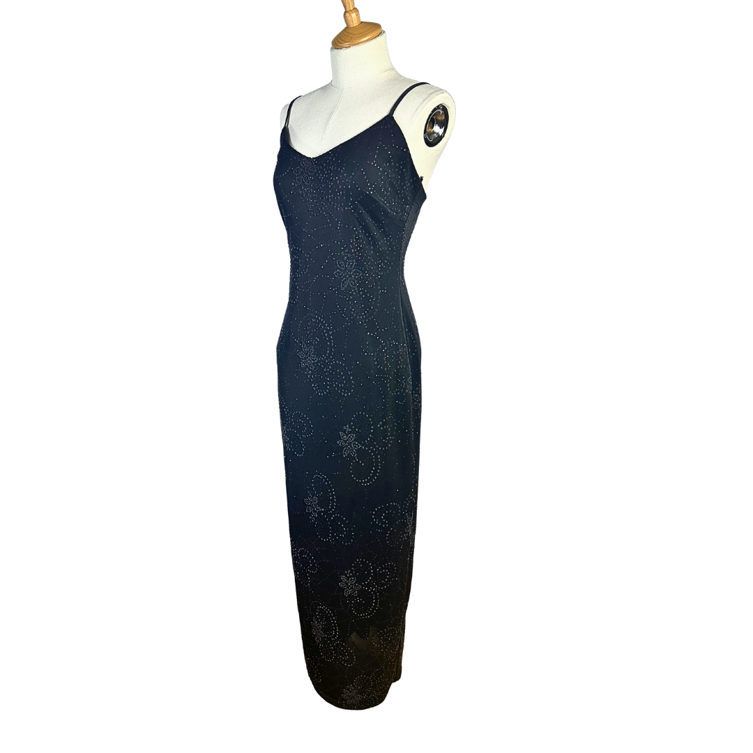 Black Y2K shimmery spaghetti strap maxi dress - S
