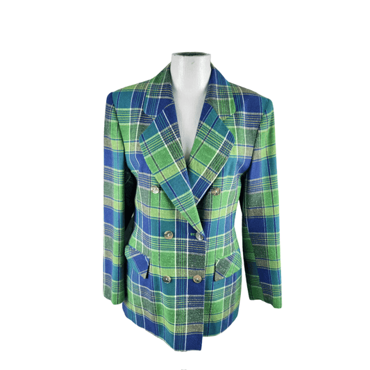 Vintage plaid double-breasted blazer - M/L