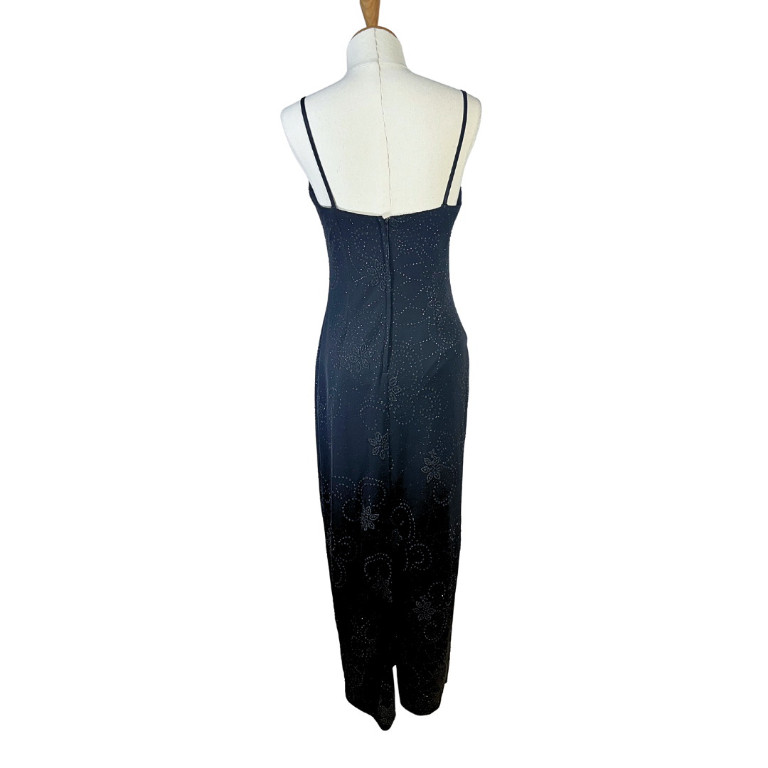 Black Y2K shimmery spaghetti strap maxi dress - S