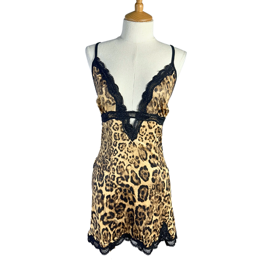 Leopard print lingerie dress - S