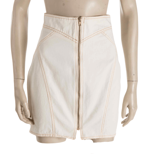 High waisted zipped up denim pencil mini skirt - S