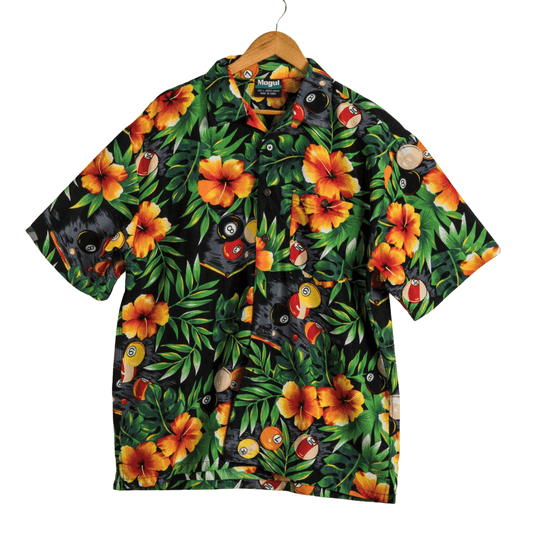 Tropical and billiard ball printed shirt - L