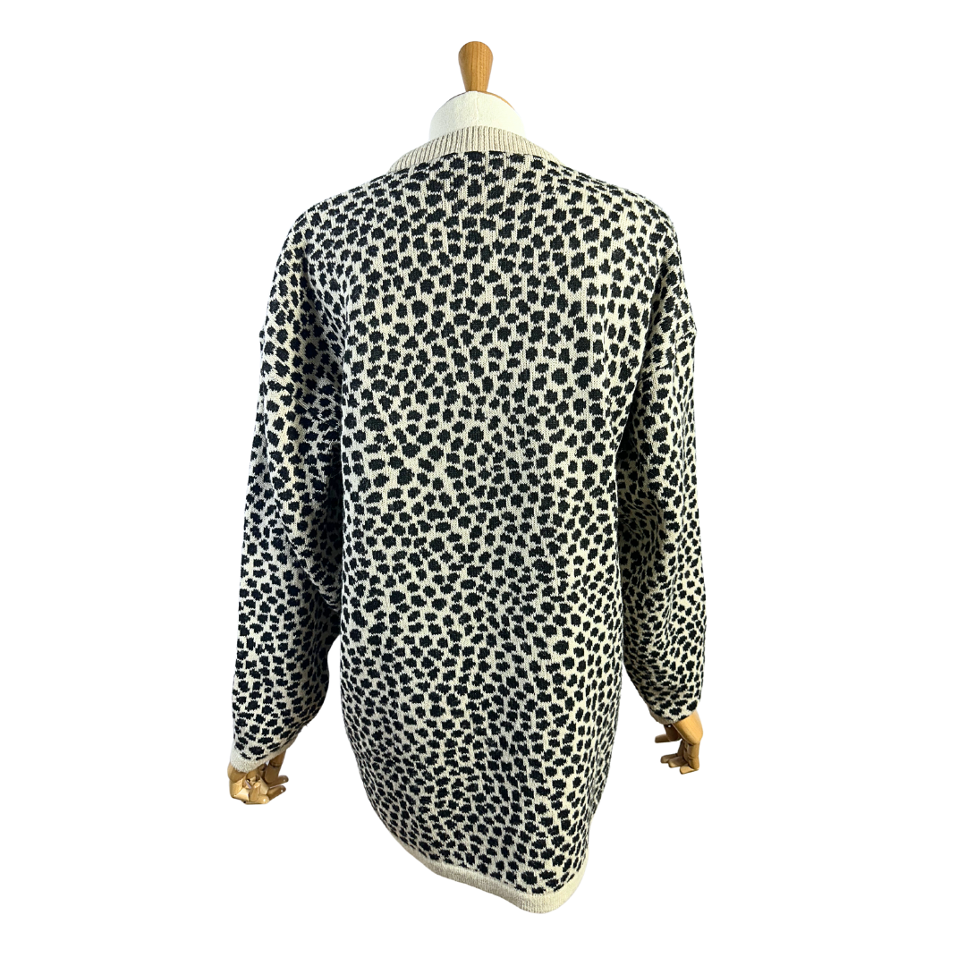 Vintage animal patterned knit jersey - L