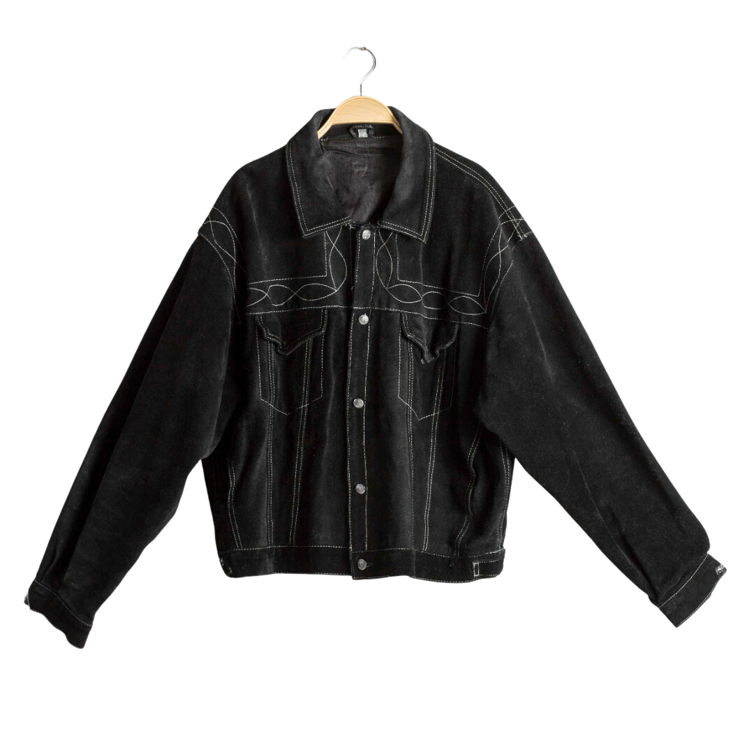 Suede western jacket with white stitching - XL (Free Delivery)