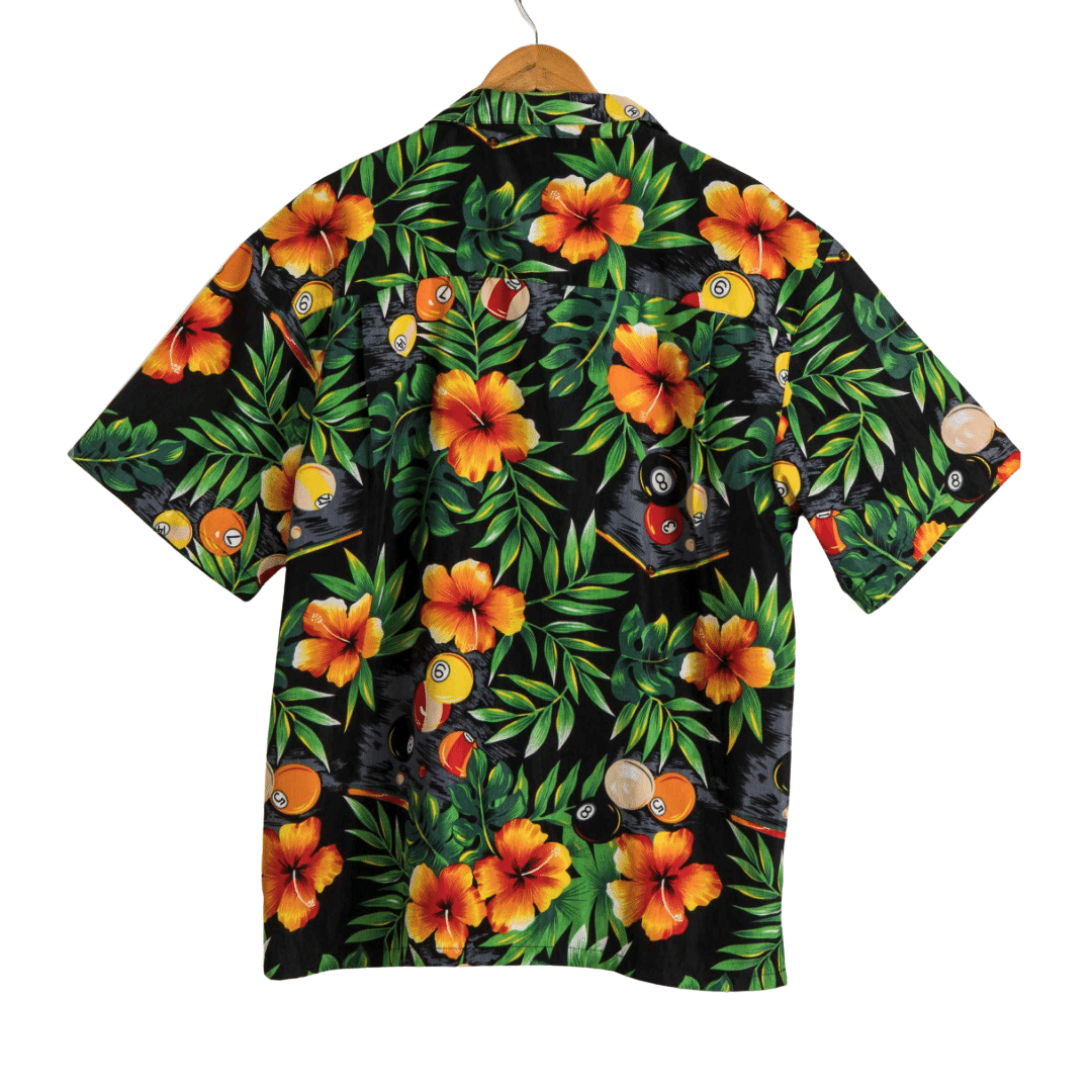 Tropical and billiard ball printed shirt - L