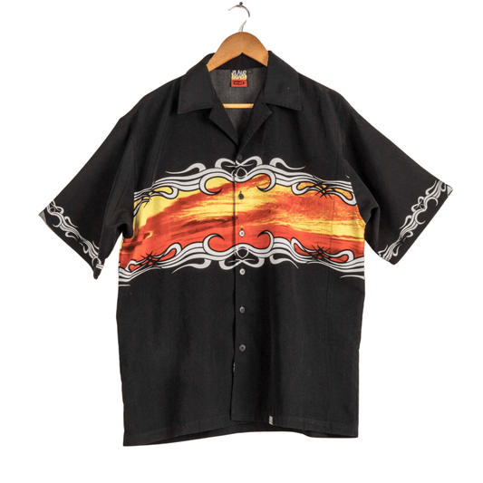 Shortsleeve shirt with flame design - M
