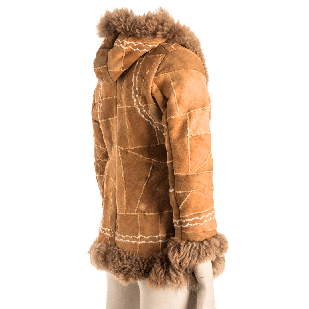 70s suede and shearling hooded Afghan coat - S (Free Delivery)
