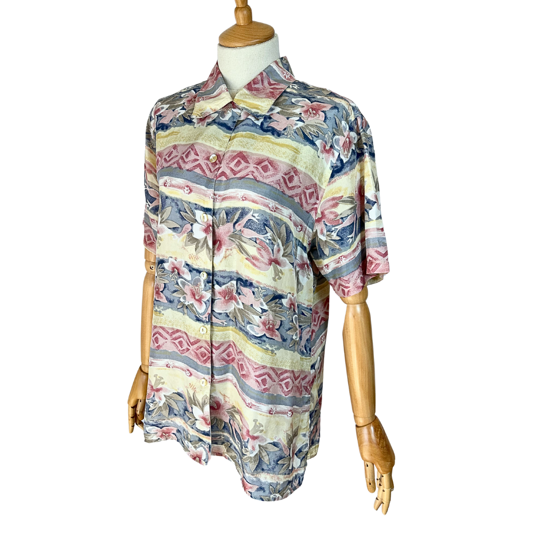 Vintage floral silk shirt - M