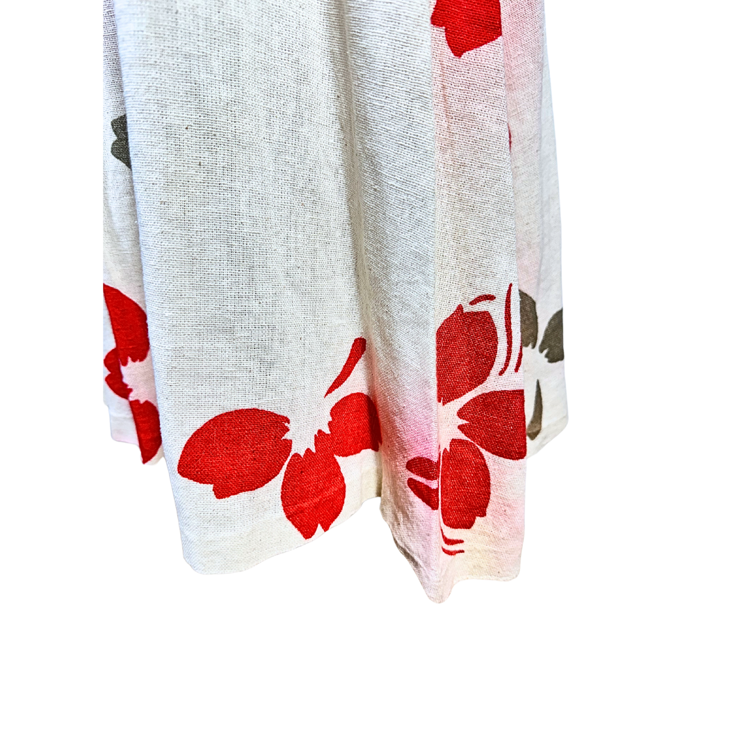 80s floral and striped cotton dress - M