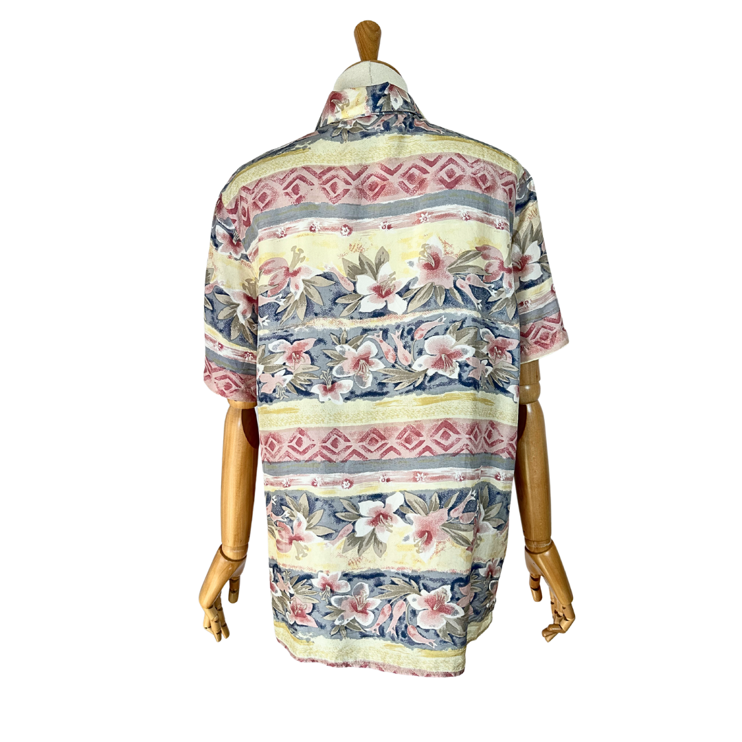 Vintage floral silk shirt - M