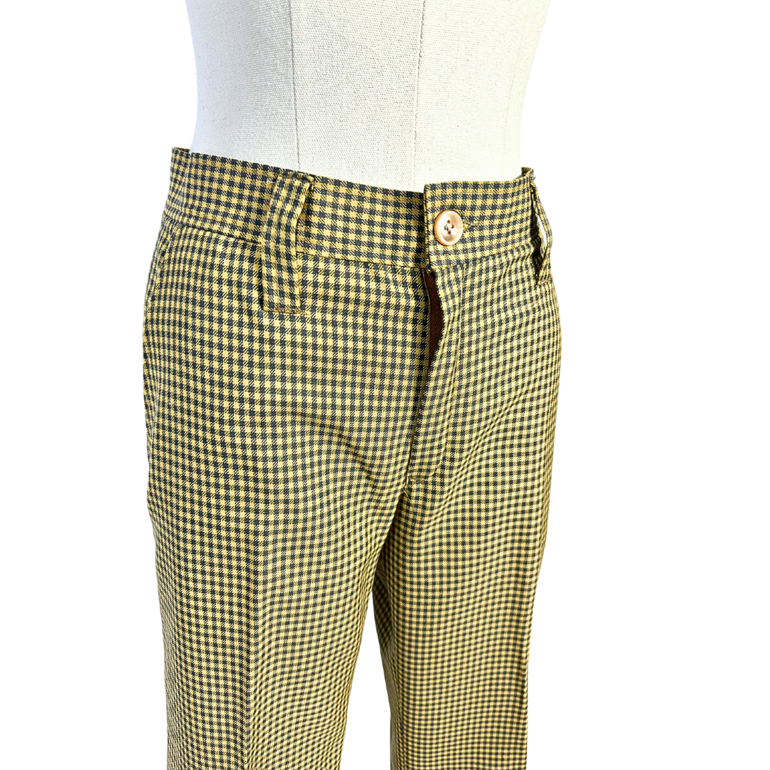 70s vintage houndstooth bellbottom pants - M