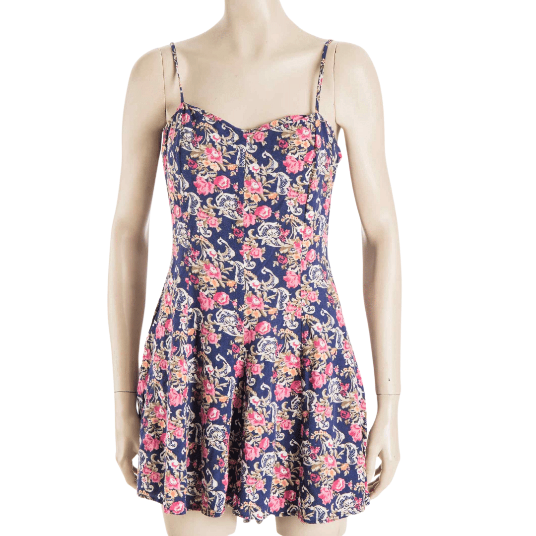 Floral spaghetti strap playsuit - M