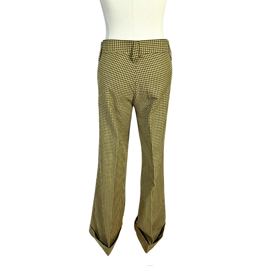 70s vintage houndstooth bellbottom pants - M