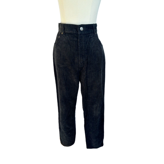 Black vintage high waist corduroy pants - M