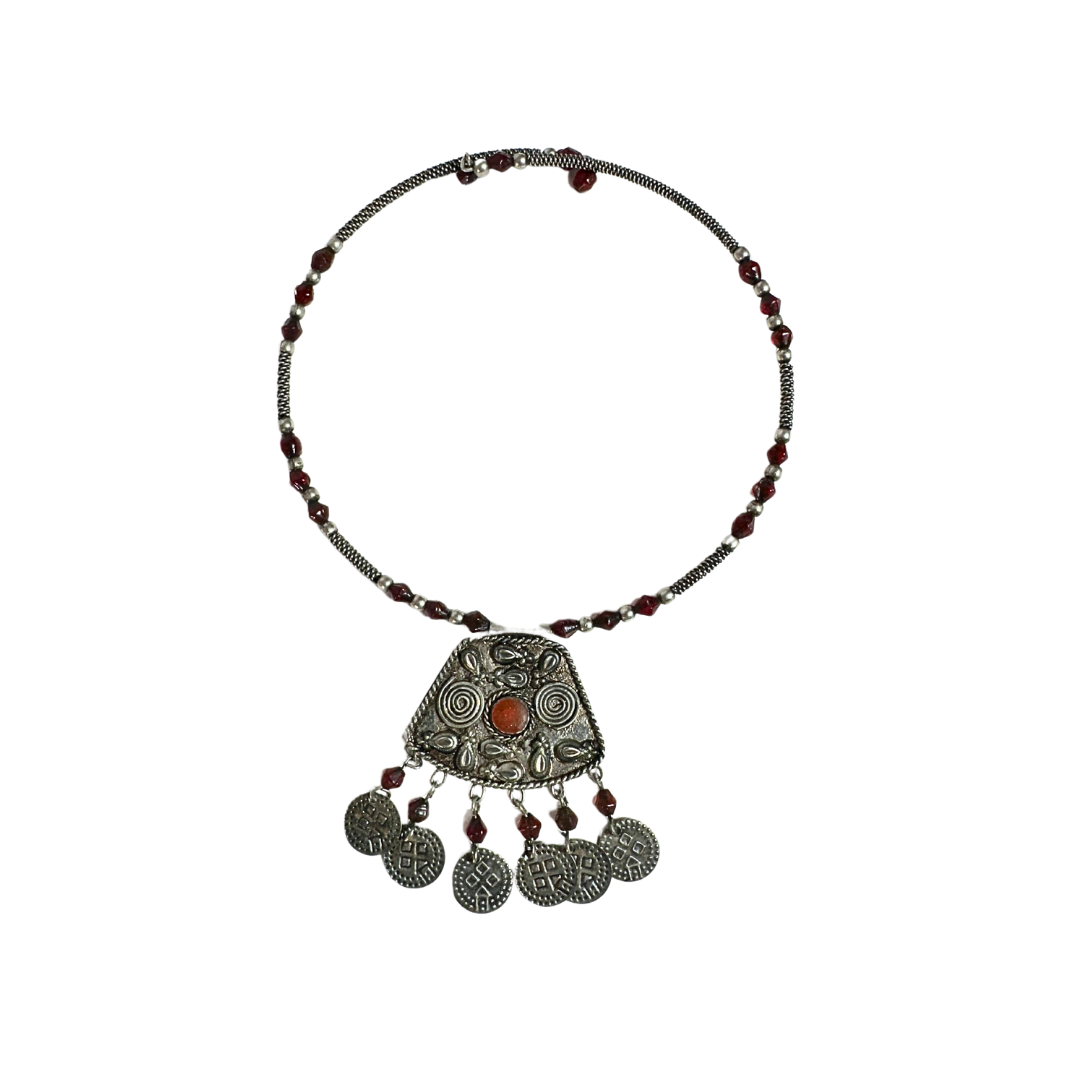 Tribal boho choker with coins and beads