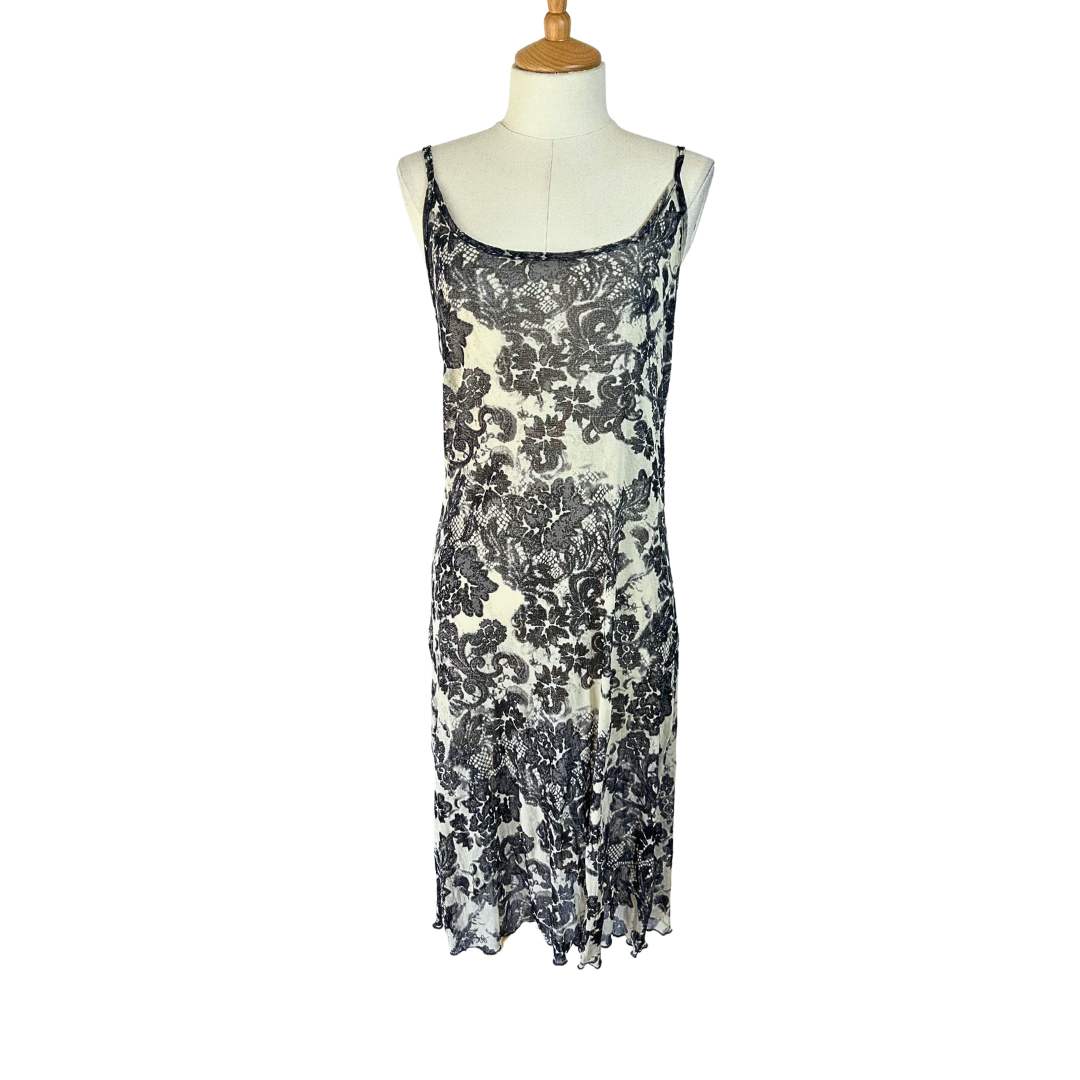 Floral Spaghetti Strap Sheer Dress