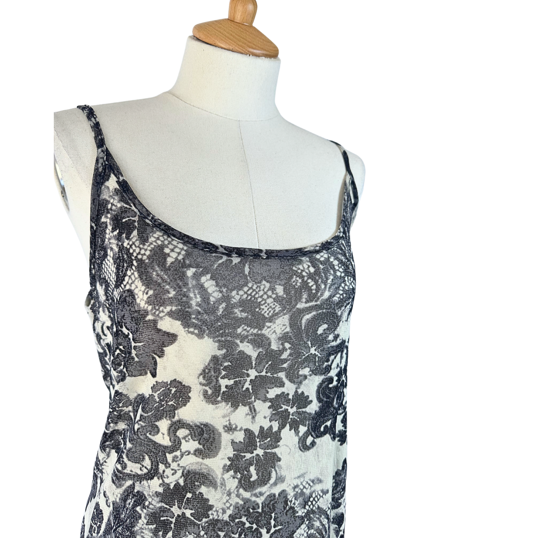 Floral Spaghetti Strap Sheer Dress