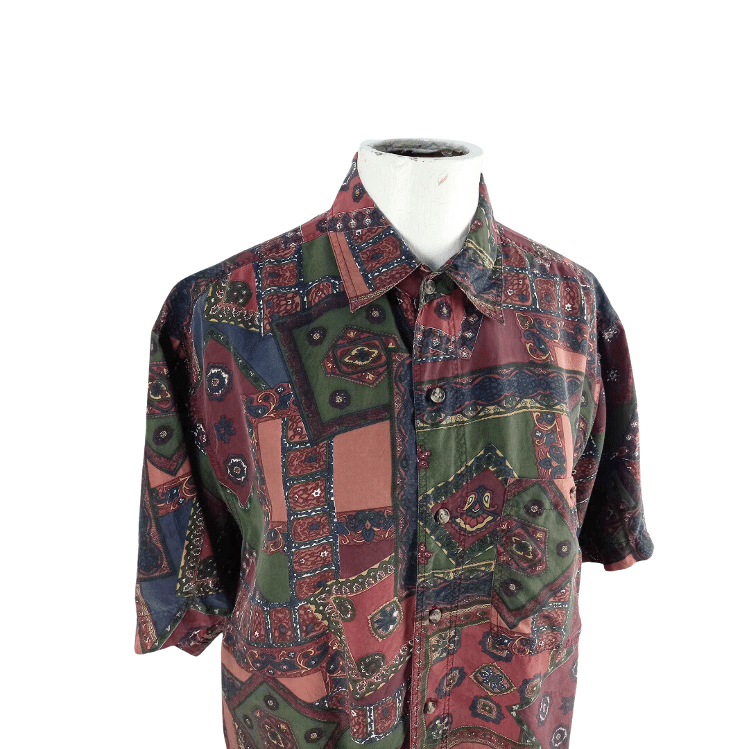 Silk paisley shortsleeve shirt - M/L