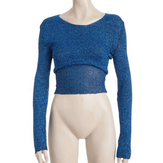 Metallic longsleeve knitted cropped top - S