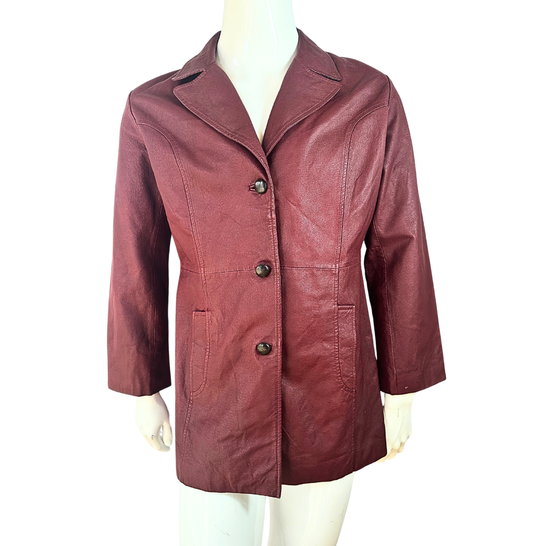 Red vintage leather jacket - M/L (Free Delivery)