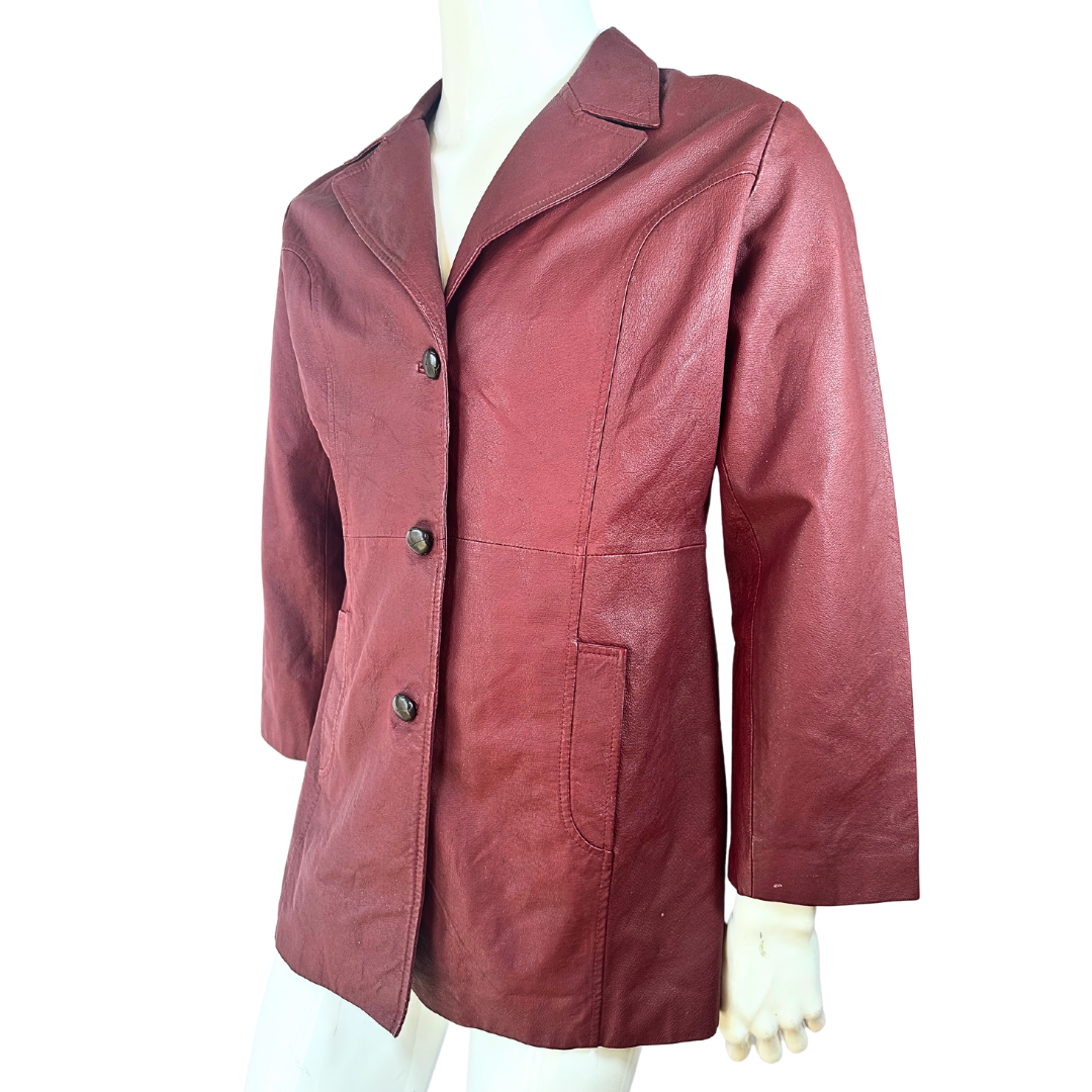 Red vintage leather jacket - M/L (Free Delivery)