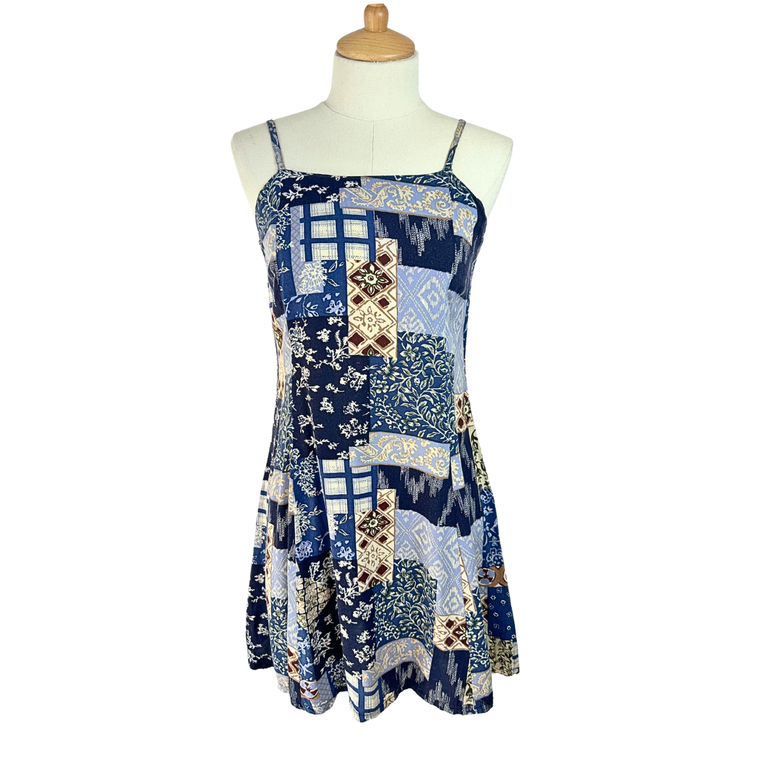 90s spaghetti strap floral dress - S