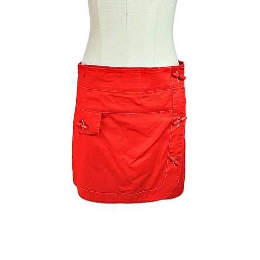 Red Y2K low rise mini skirt - M