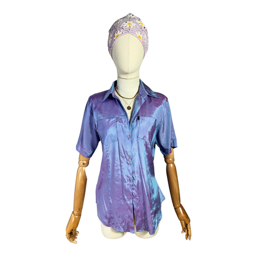 Purple holographic shirt - S